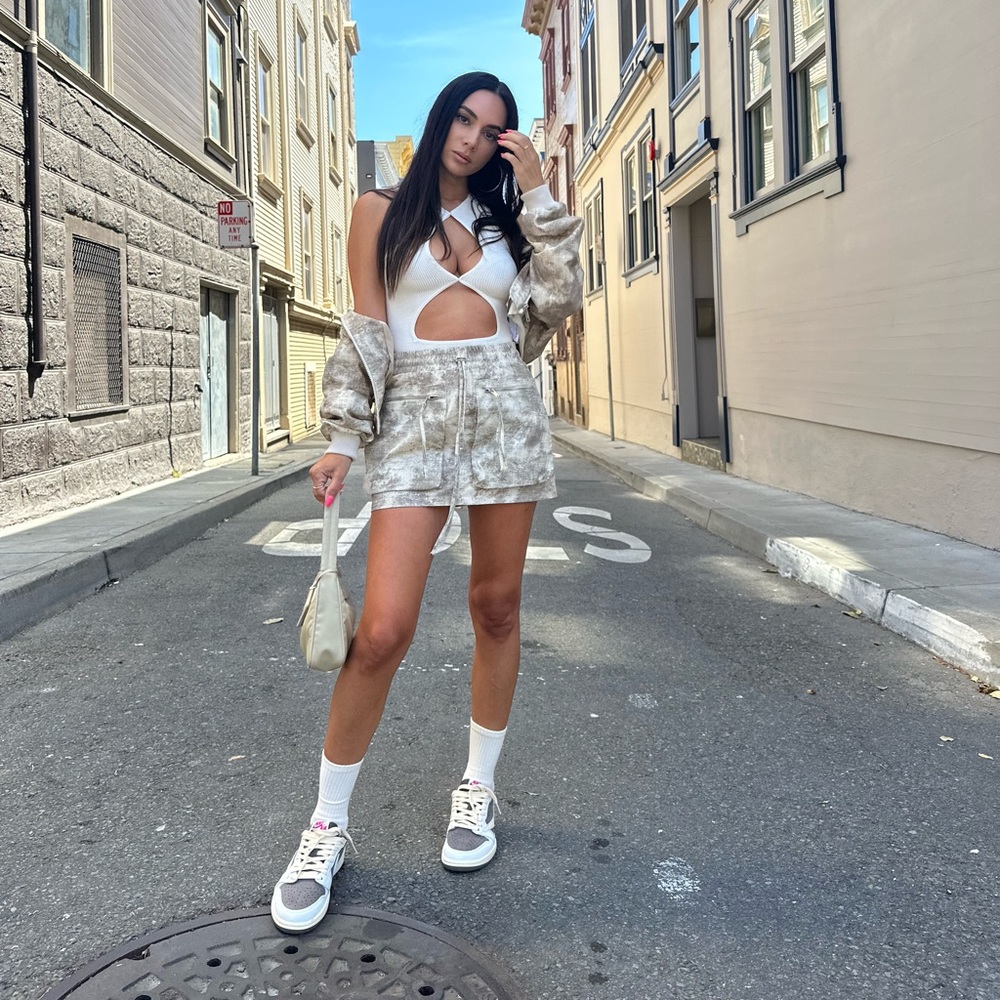 Zara beige printed bomber and skirt - sold out viral set